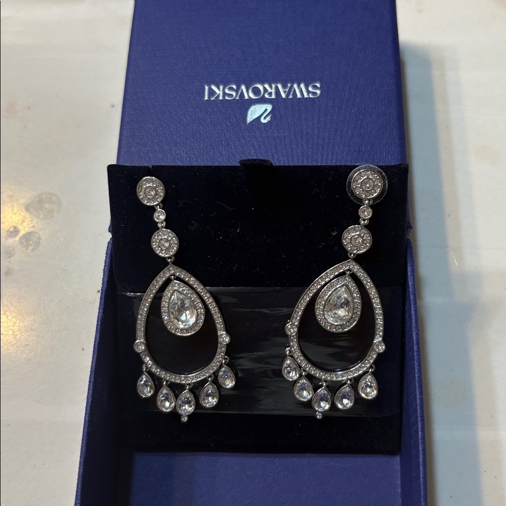 Swarovski Silver Crystal Teardrop Earrings